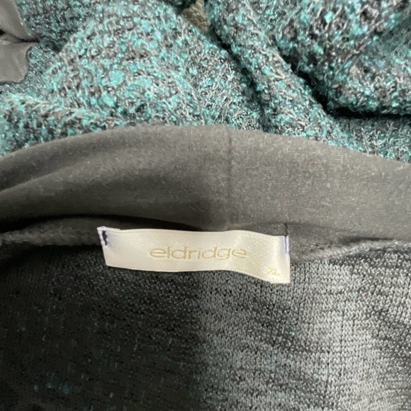 Open Front Cardigan Sz XL Contrast Knit Jersey Trim Pockets ELDRIDGE Made in USA - Picture 5 of 9